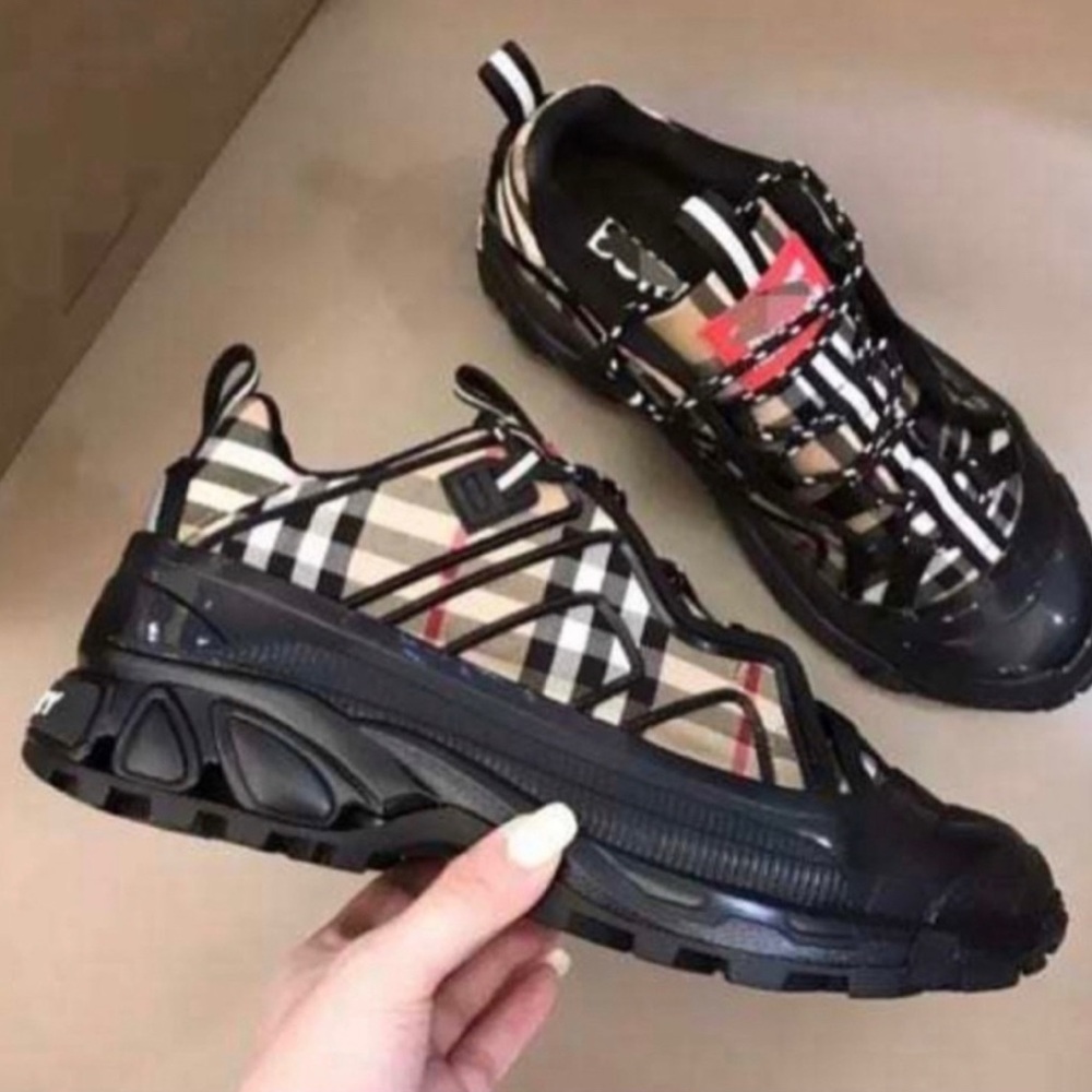 Burberry Black and Cream Check Sneakers
